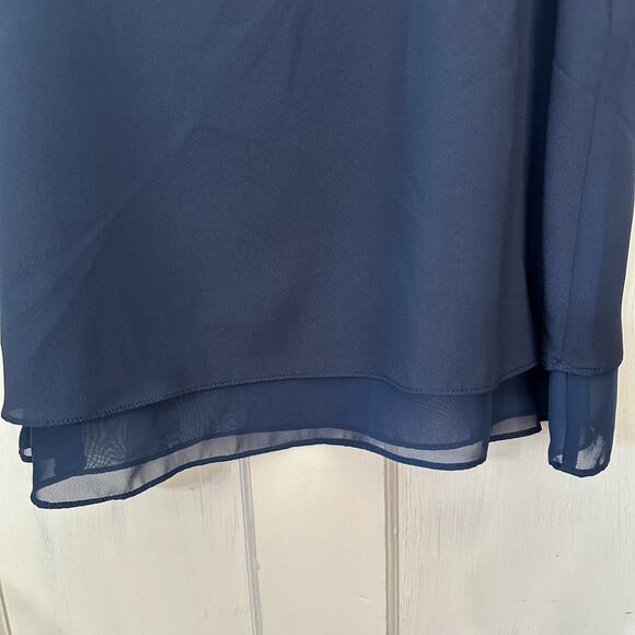 Lauren Ralph Lauren Blue Tank Shell Blouse Womens Top Size M Sheer Hem Career - Picture 4 of 7